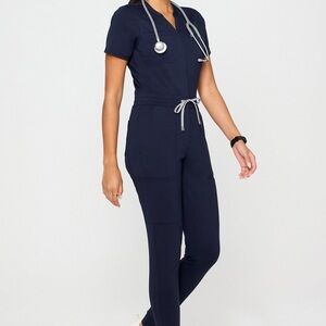 Fabletics StretchTech Empower Scrubs Jumpsuit Navy Small